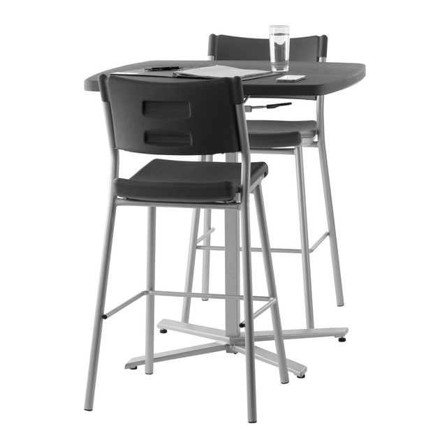 OKLAHOMA SOUND CORPORATION CTT3042/1 National Public Seating Cafe Time Adjustable-Height Table, Charcoal Slate/Silver