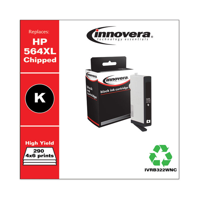 INNOVERA B322WNC Remanufactured Photo Black High-Yield Ink, Replacement for 564XL (CB322WN), 290 Page-Yield