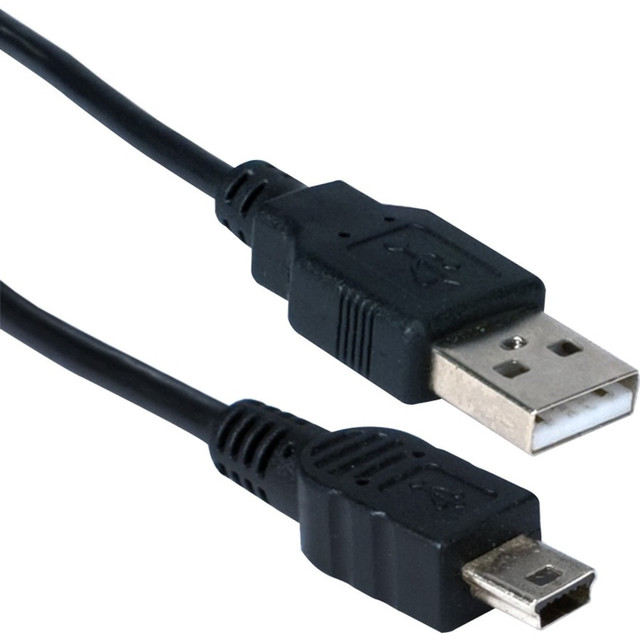 QVS, INC. CC2215M-03 QVS USB Mini-B Sync & Charger High Speed Cable, Black