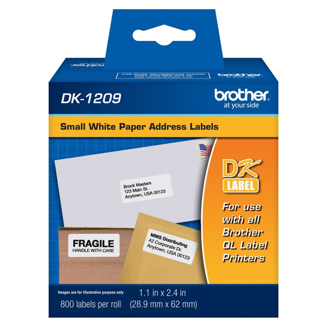 BROTHER INTL CORP DK1209 Brother DK-1209 Small Address Labels, White, 2 1/2in x 1 1/2in, Roll Of 800