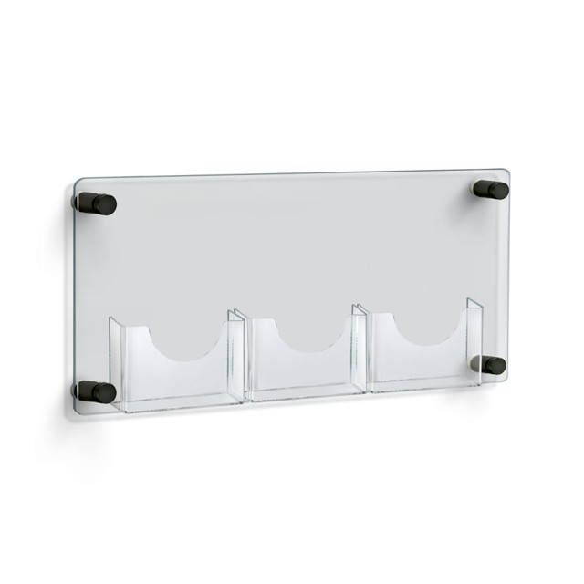 AZAR INTERNATIONAL INC 105584-BLK Azar Displays 3-Pocket Bifold Wall Brochure Holder, 11in x 23in, Clear/Black Caps AZAR INTERNATIONAL INC 105584-BLK Azar Displays 3-Pocket Bifold Wall Brochure Holder, 11in x 23in, Clear/Black Caps