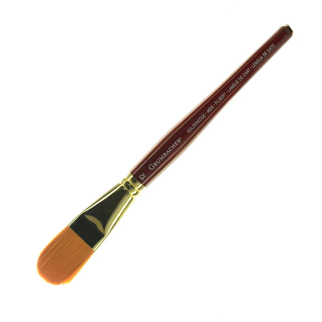 KOH-I-NOOR RAPIDOGRAPH, INC. 4625.12 Grumbacher Goldenedge Watercolor Paint Brush, Size 12, Filbert, Synthetic Filament, Dark Red