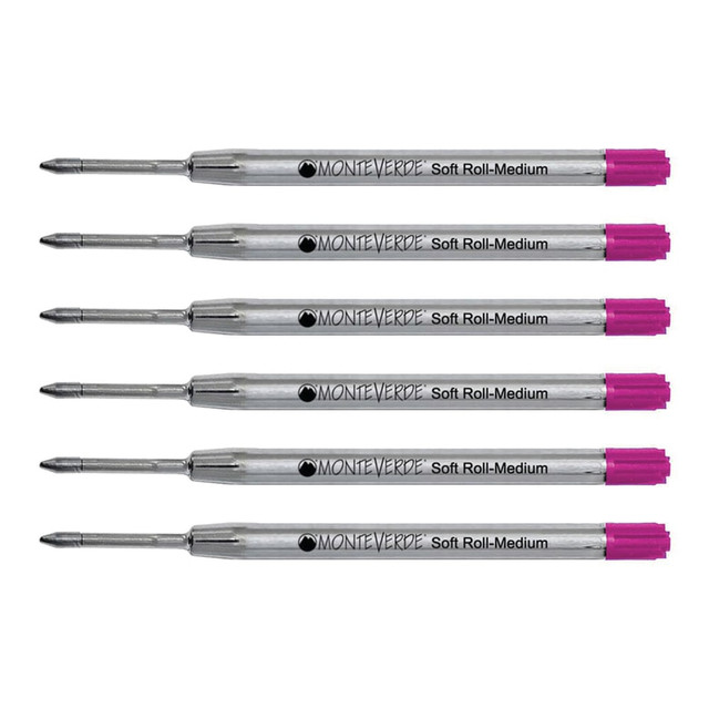 YAFA A PEN COMPANY P133PK Monteverde Soft Roll Parker Style Ballpoint Refills, Medium Point, 0.7 mm, Pink, Pack Of 6