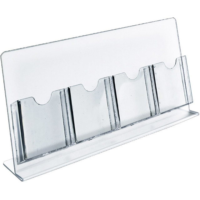 AZAR INTERNATIONAL INC Azar Displays 222978  4-Pocket Acrylic Slant-Back Brochure Holders, 8-1/2inH x 17-1/2inW x 5inD, Clear, Pack Of 2 Holders