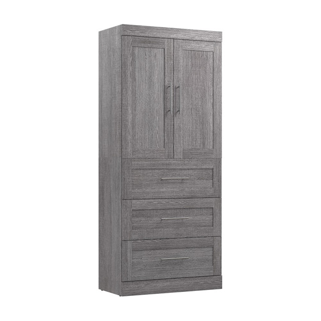 BESTAR INC. Bestar 26878-47  Pur 36inW Wardrobe With 3 Drawers, Bark Gray