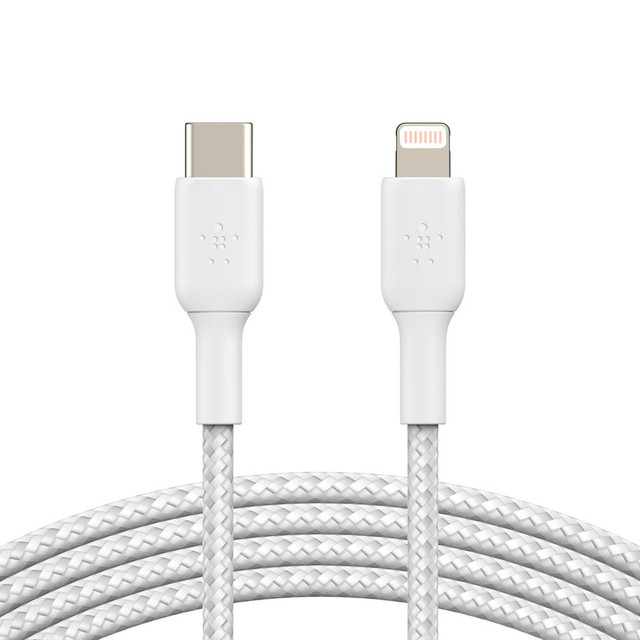 BELKIN, INC. CAA004BT1MWH Belkin BoostCharge Braided USB-C To Lightning Cable, 1m/3.3ft, Black BELKIN, INC. CAA004BT1MWH Belkin BoostCharge Braided USB-C To Lightning Cable, 1m/3.3ft, Black