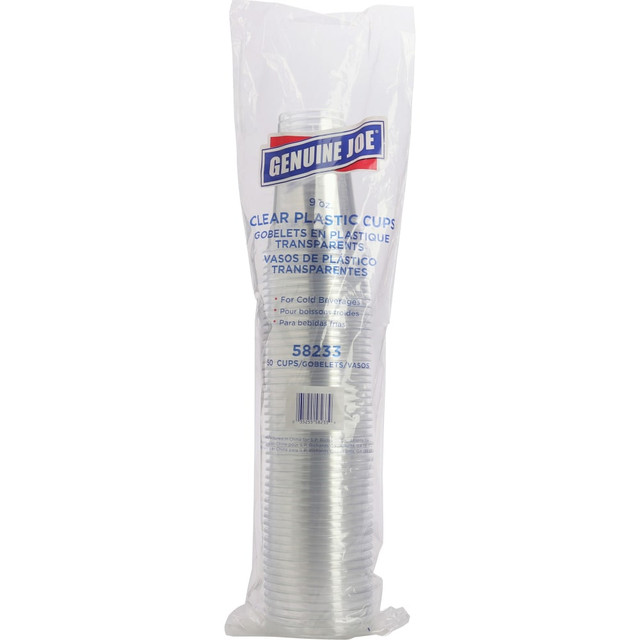 SP RICHARDS 58233 Genuine Joe 9 oz Clear Plastic Cups - 9 fl oz - Clear - Plastic - Cold Drink, Beverage - 50 / Pack SP RICHARDS 58233 Genuine Joe 9 oz Clear Plastic Cups - 9 fl oz - Clear - Plastic - Cold Drink, Beverage - 50 / Pack