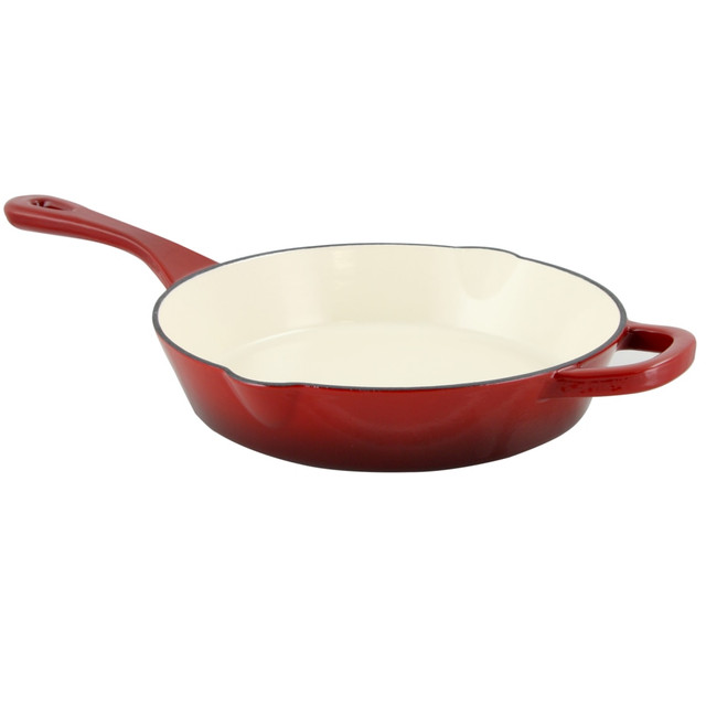 GIBSON OVERSEAS INC. 995100788M Crock-Pot Artisan Round Enameled Cast Iron Skillet, 10in, Scarlet Red