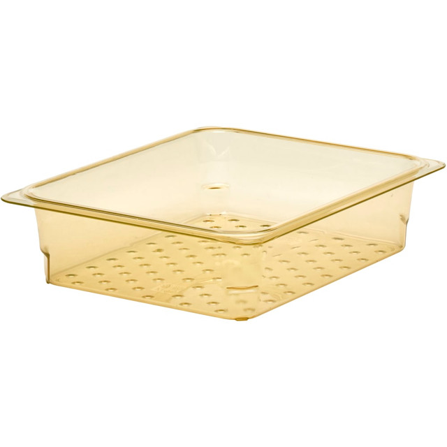 CAMBRO MFG. CO. 23CLRHP150 Cambro H-Pan High-Heat GN 1/2 Colander Pans, 3inH x 10-7/16inW x 12-3/4inD, Amber, Pack Of 6 Pans