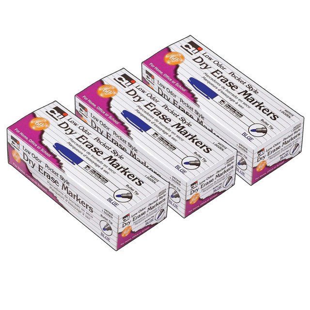 EDUCATORS RESOURCE CHL47315-3 Charles Leonard Dry-Erase Markers, 12 Markers Per Box, Pack Of 3 Boxes, Bullet Tip, Blue, 36 Markers EDUCATORS RESOURCE CHL47315-3 Charles Leonard Dry-Erase Markers, 12 Markers Per Box, Pack Of 3 Boxes, Bullet Tip, Blue, 36 Markers