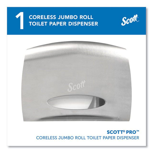 KIMBERLY-CLARK PROFESSIONAL Scott® 09601 Pro Coreless Jumbo Roll Tissue Dispenser, EZ Load, 14.38 x 6 x 9.75, Stainless Steel
