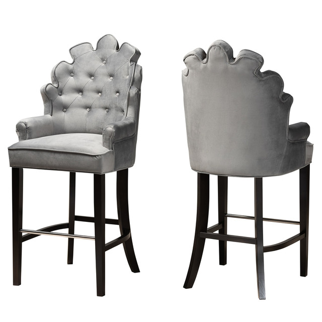 WHOLESALE INTERIORS, INC. 2721-11007 Baxton Studio Chloe Bar Stools, Dark Gray, Set Of 2 Stools