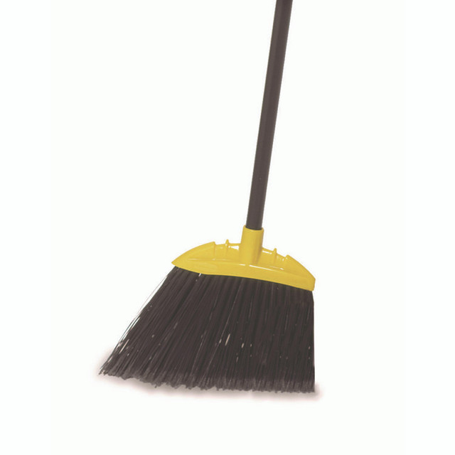 RUBBERMAID COMMERCIAL PROD. 638906BLACT Jumbo Smooth Sweep Angled Broom, 46" Handle, Black/Yellow, 6/Carton