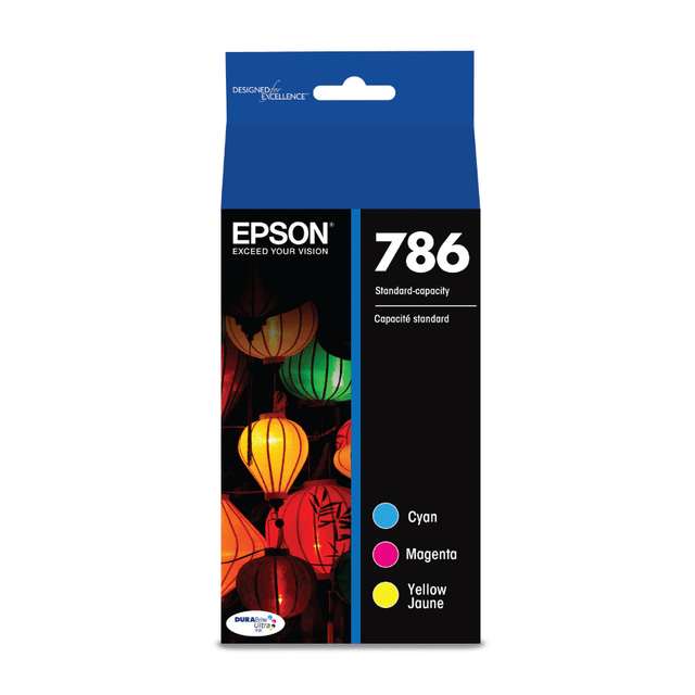 EPSON AMERICA INC. T786520-S Epson 786 DuraBrite Cyan, Magenta, Yellow Ultra Ink Cartridges, Pack Of 3, T786520-S