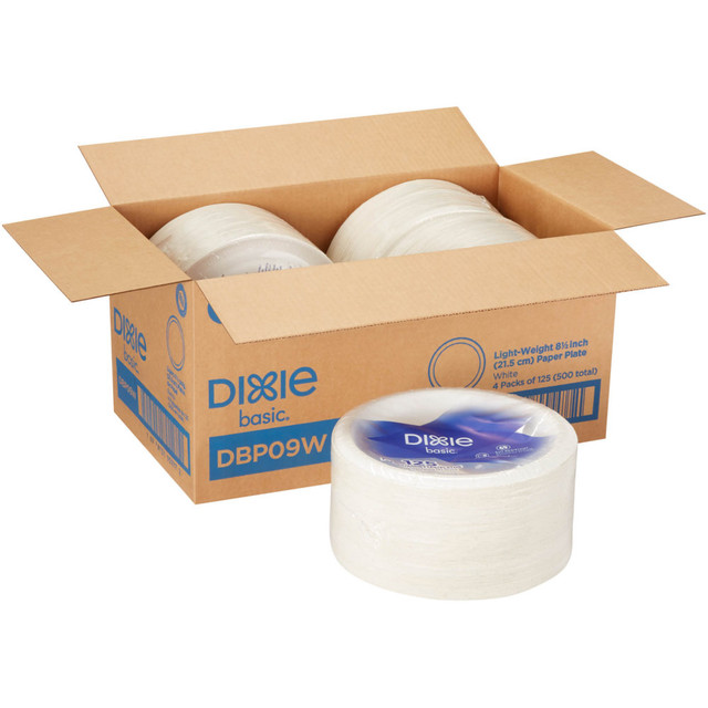 DIXIE FOODS Dixie DBP09WUOM  BASIC 8 1/2IN LIGHT-WEIGHT PAPER PLATES BY GP PRO (GEORGIA-PACIFIC), WHITE, 500 PLATES PER CASE