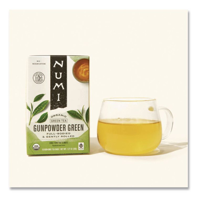 NUMI 10109 Organic Teas and Teasans, 1.27 oz, Gunpowder Green, 18/Box