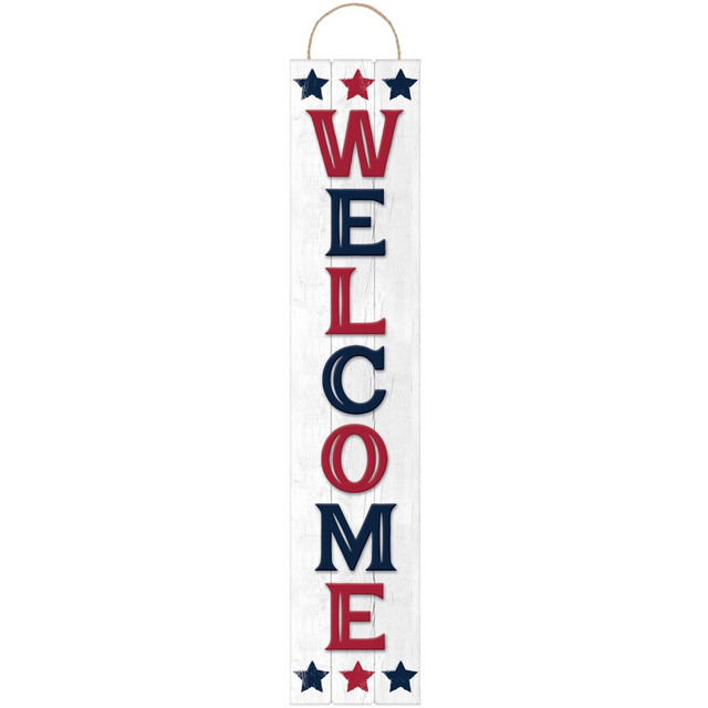 AMSCAN 244408  Patriotic Welcome MDF Plank Sign, 47in x 9-1/2in, Multicolor