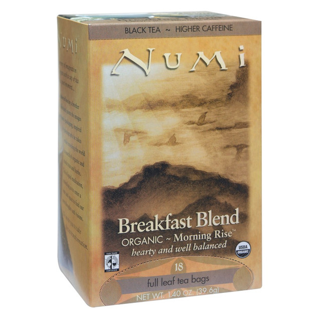 NUMI, INC. 10220 Numi Organic Breakfast Blend Black Tea, Box Of 18 NUMI, INC. 10220 Numi Organic Breakfast Blend Black Tea, Box Of 18