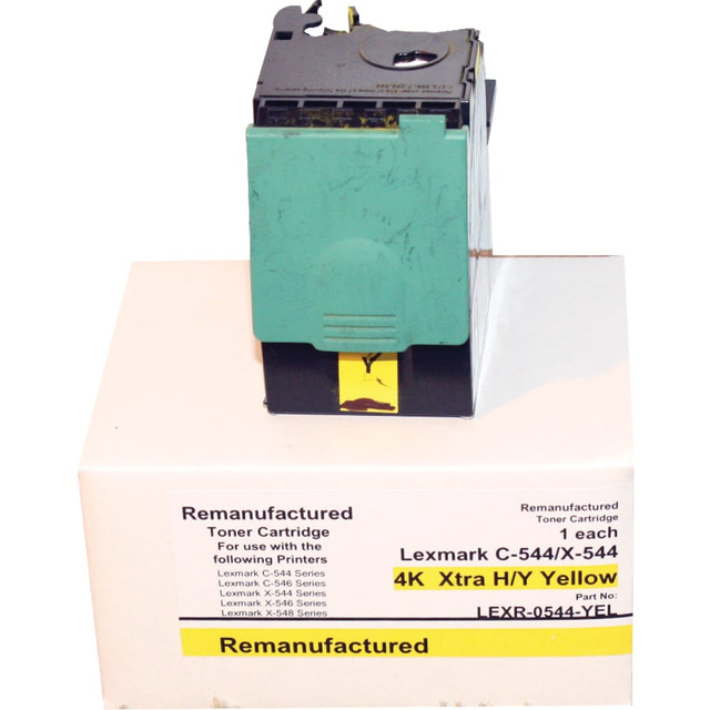 Comparable to the Lexmark C544X2YG cartridge.  Yields up to 4,000 pages.  Helps Avoid Waste - Designed for extended use, helping reduce or eliminate material use and potentially save money.  Remanufactured - made from quality recovered cartridges, helping you save resources, reduce waste and potentially save money.  Recycling solution - designed to encourage recycling, helping you divert materials from landfill.  Contains Recycled Content - See Specs for Details.