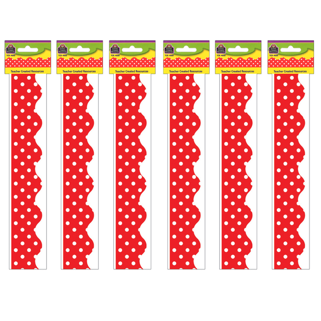 EDUCATORS RESOURCE TCR4665-6 Teacher Created Resources Border Trim, Red, 35ft Per Pack, Set Of 6 Packs