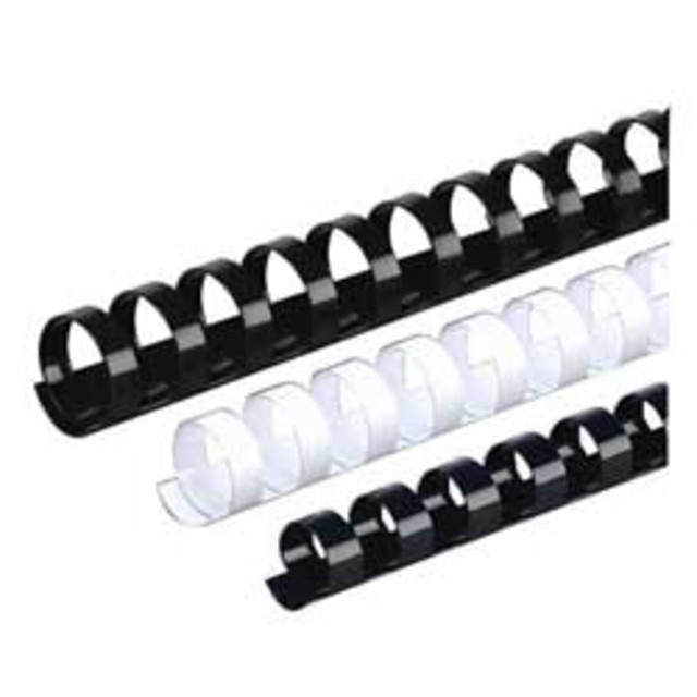 19-ring combs made from durable materials!  These 19-ring combs are made from sturdy plastic to keep your documents and reports secure.  No page slippage or tearing, so your reports will stay neat and organized.  Compatible with most comb-style binding machines.