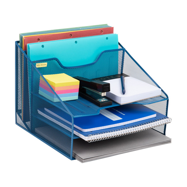 EMS MIND READER LLC MESHBOX5-TUR Mind Reader Desktop Vertical Paper Tray Organizer, 9-1/2in H x 11-1/2in W x 12-1/2in D, Turquoise EMS MIND READER LLC MESHBOX5-TUR Mind Reader Desktop Vertical Paper Tray Organizer, 9-1/2in H x 11-1/2in W x 12-1/2in D, Turquoise