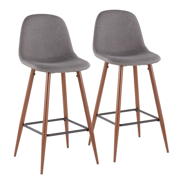 LUMISOURCE, LLC BS-PEB WL+CHAR2 LumiSource Pebble Bar Stools, Walnut/Charcoal, Set Of 2 Stools