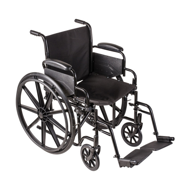 MABIS HEALTHCARE, INC. 503-0664-0200 DMI Carbon-Steel Folding Wheelchair, 37inH x 26inW x 18inD, Silver/Black