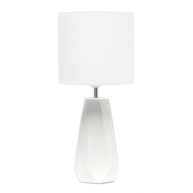 ALL THE RAGES INC LT2082-OFF Simple Designs Ceramic Prism Table Lamp, 17-1/2inH, White Shade/Off-White Base