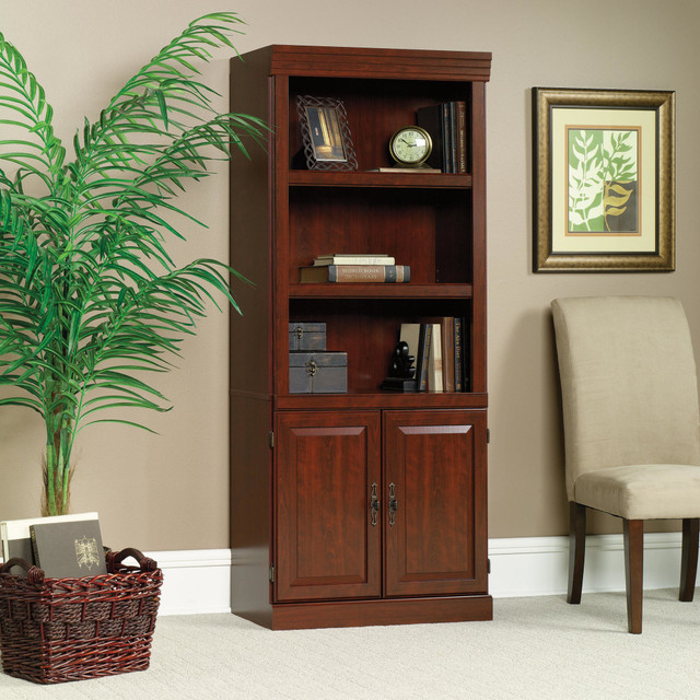 SAUDER WOODWORKING CO. 102792 Sauder Heritage Hill 71 1/4inH 3-Shelf Traditional Bookcase, Cherry/Dark Finish