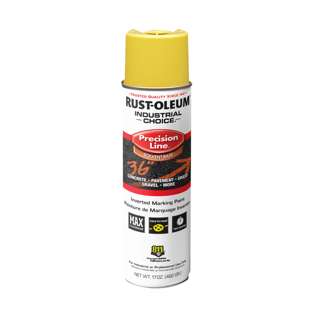 RUST-OLEUM CORPORATION 203025V Rust-Oleum Industrial Choice M1600 System Solvent-Based Precision Line Inverted Marking Paint, 17 Oz, High Visibility Yellow, Case Of 12 Cans