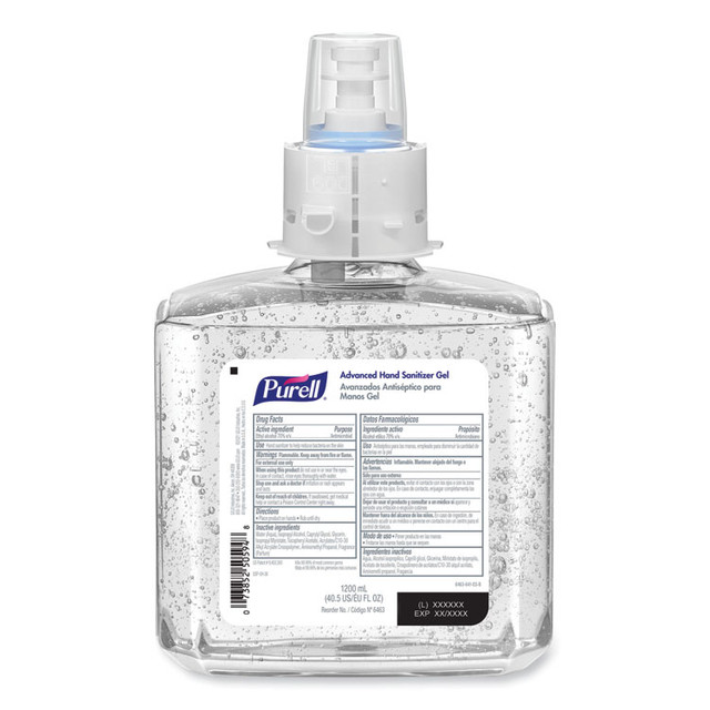 GO-JO INDUSTRIES PURELL® 646302 Advanced Hand Sanitizer Gel Refill, 1,200 mL, Clean Scent, For ES6 Dispensers, 2/Carton