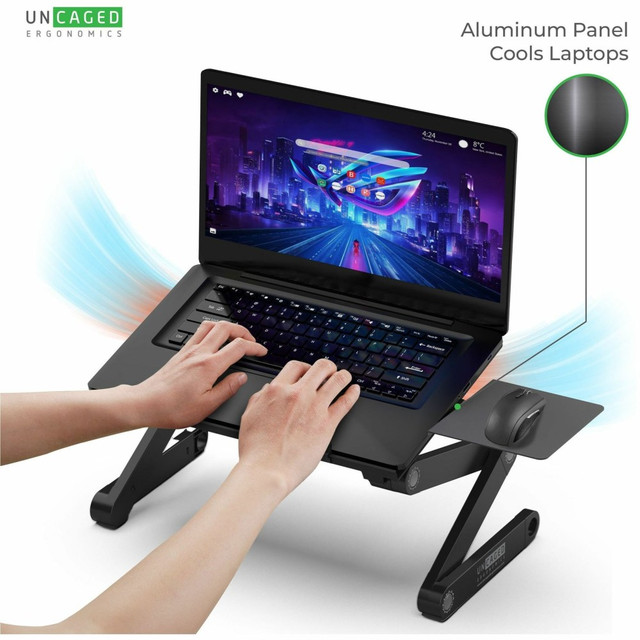 UNCAGED ERGONOMICS WEBLS-B WorkEZ Best adjustable ergonomic laptop stand and lap desk with mouse pad black UNCAGED ERGONOMICS WEBLS-B WorkEZ Best adjustable ergonomic laptop stand and lap desk with mouse pad black