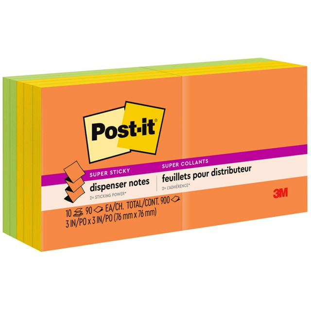 3M CO Post-it R330-SSAU-ALT  Super Sticky Pop Up Notes, 3 in x 3 in, 10 Pads, 90 Sheets/Pad, 2x the Sticking Power, Energy Boost Collection