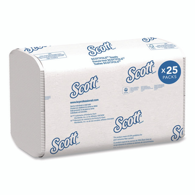 KIMBERLY-CLARK PROFESSIONAL Scott® 45957 Essential Low Wet Strength Multi-Fold Towels, 1-Ply, 9.4 x 12.4, White, 175/Pack, 25 Packs/Carton
