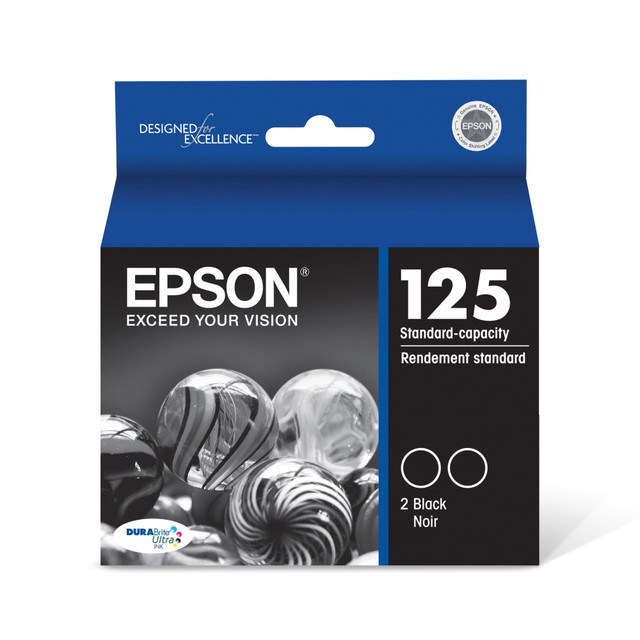 EPSON AMERICA INC. T125120-D2 Epson 125 DuraBrite Ultra Black Ink Cartridges, Pack Of 2, T125120-D2