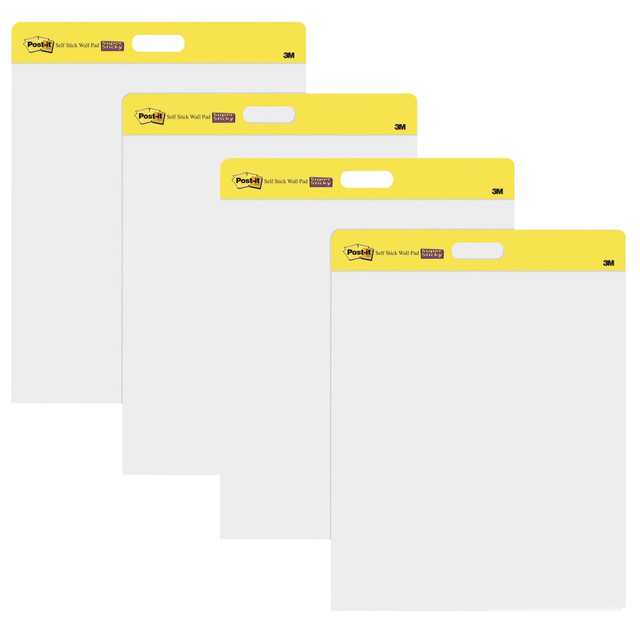 3M CO 566 Post-it Super Sticky Easy Pads, 20 in x 23 in, 4 Pads, 20 Sheets/Pad, Great for Virtual Teachers and Students, Yellow