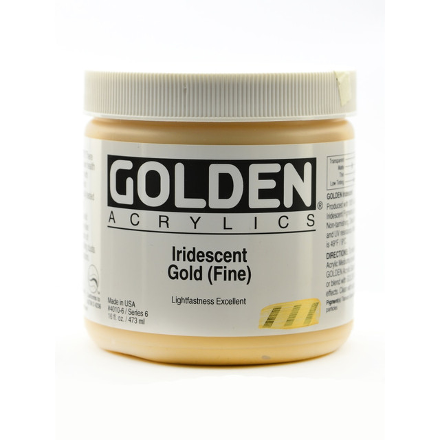 GOLDEN ARTIST COLORS, INC. Golden 4010-6  Acrylic Paint, Fine, 16 Oz, Iridescent Gold