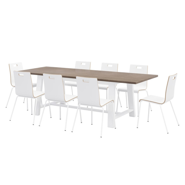 KENTUCKIANA FOAM INC 840031922717 KFI Studios Midtown Dining Table With 8 Chairs, Espresso/White Table, White Chairs KENTUCKIANA FOAM INC 840031922717 KFI Studios Midtown Dining Table With 8 Chairs, Espresso/White Table, White Chairs