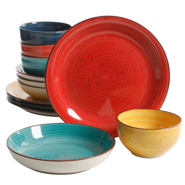 GIBSON OVERSEAS INC. 995105504M Gibson Color Speckle 12-Piece Mix And Match Double Bowl Dinnerware Set, Assorted GIBSON OVERSEAS INC. 995105504M Gibson Color Speckle 12-Piece Mix And Match Double Bowl Dinnerware Set, Assorted