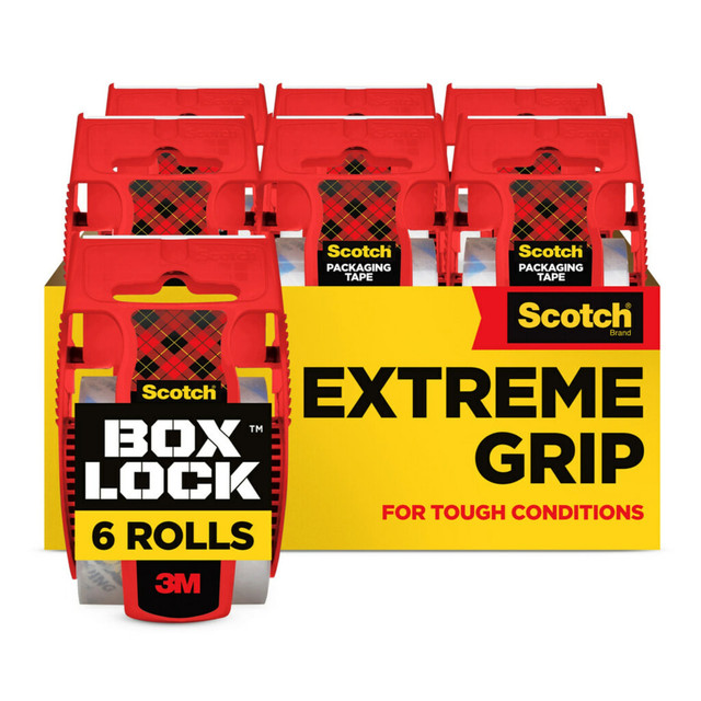 3M CO 195-6 Scotch Box Lock Packing Tape, 1.88 in x 22.2 yd, 6 Tape Rolls with Dispensers, 1.5in Core, Extreme Grip Packing, Shipping and Mailing Tape, Sticks Instantly to Any Box, Clear 3M CO 195-6 Scotch Box Lock Packing Tape, 1.88 in x 22.2 yd, 6 Tape Rolls with Dispensers, 1.5in Core, Extreme Grip Packing, Shipping and Mailing Tape, Sticks Instantly to Any Box, Clear