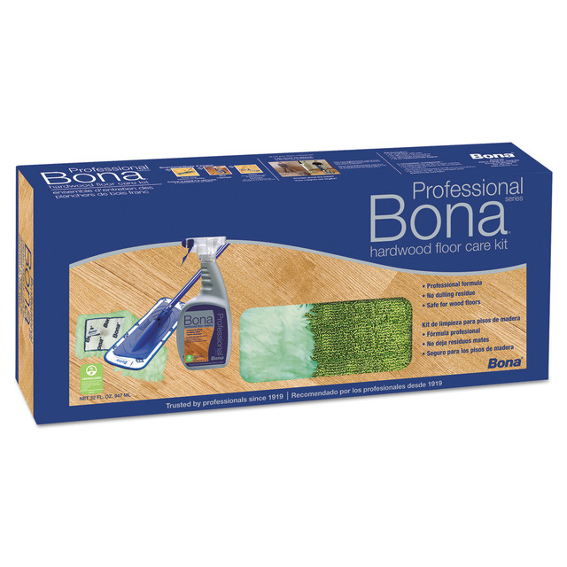 BONAKEMI USA, INC. WM710013398 Bona Hardwood Floor Mop, With Cleaning Kit, 15in Head, 52in Handle, Blue BONAKEMI USA, INC. WM710013398 Bona Hardwood Floor Mop, With Cleaning Kit, 15in Head, 52in Handle, Blue