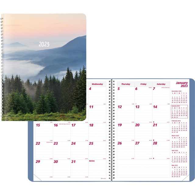 REDIFORM, INC. Brownline CB1262G03  Mountain Monthly 2023 Planner - Monthly - 14 Month - December 2024 - January 2026 - Twin Wire - Natures Hues - 11in Height x 8.5in Width - Ruled Daily Block, Reminder Section, Notes Area, Six Month Reference - 1 Ea