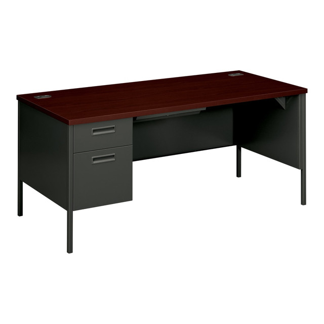 HNI CORPORATION HON P3266LNS  Metro Classic 66inW Left-Pedestal Computer Desk, Mahogany, Charcoal