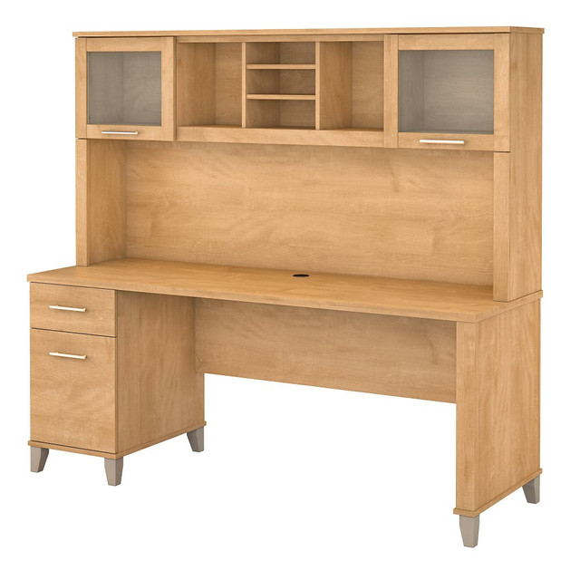 BUSH INDUSTRIES INC. SET018MC Bush Furniture Somerset Office Desk With Hutch, 72inW, Maple Cross, Standard Delivery BUSH INDUSTRIES INC. SET018MC Bush Furniture Somerset Office Desk With Hutch, 72inW, Maple Cross, Standard Delivery