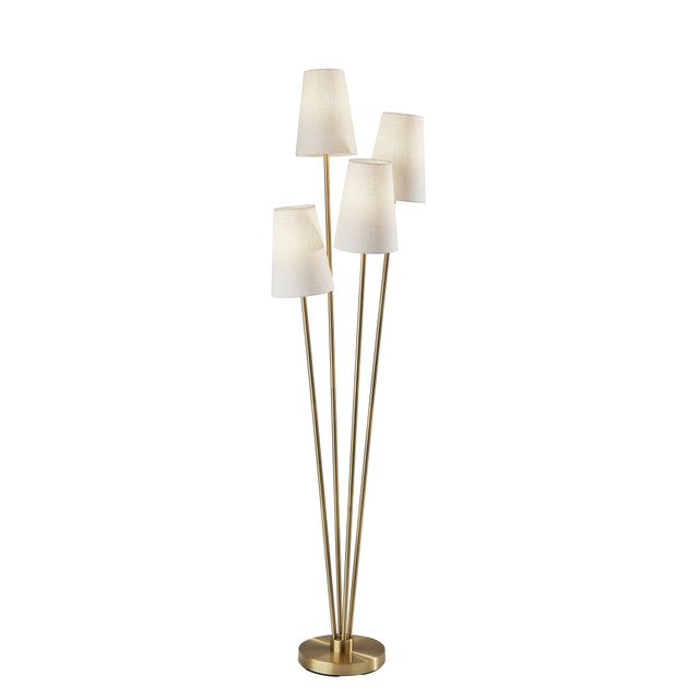 ADESSO INC 5039-21 Adesso Wentworth 4-Light Floor Lamp, 68inH, Off-White/Antique Brass