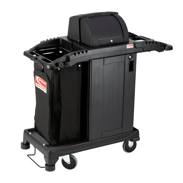 SUNCAST CORPORATION HKCCH200 Suncast Commercial Plastic Cart, Compact Premium Housekeeping, 46-5/8inH x 23-1/4inW x 43-7/16inD, Black SUNCAST CORPORATION HKCCH200 Suncast Commercial Plastic Cart, Compact Premium Housekeeping, 46-5/8inH x 23-1/4inW x 43-7/16inD, Black