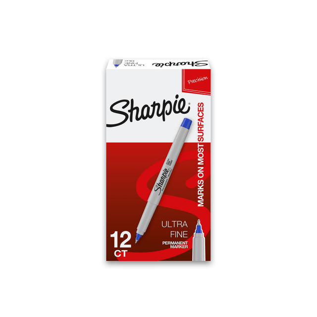 NEWELL BRANDS INC. 37003 Sharpie Permanent Ultra-Fine Point Markers, Blue, Pack Of 12 Markers