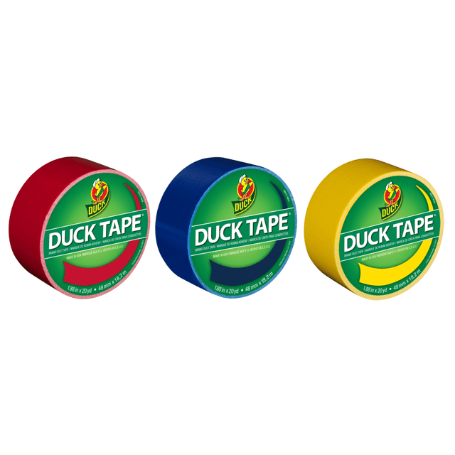 DRAGON TREE DISTRIBUTORS DUCKPRM3PK-OD Duck Brand Color Duct Tape Rolls, 1-15/16in x 60 Yd, Primary Colors, Pack Of 3 Rolls DRAGON TREE DISTRIBUTORS DUCKPRM3PK-OD Duck Brand Color Duct Tape Rolls, 1-15/16in x 60 Yd, Primary Colors, Pack Of 3 Rolls
