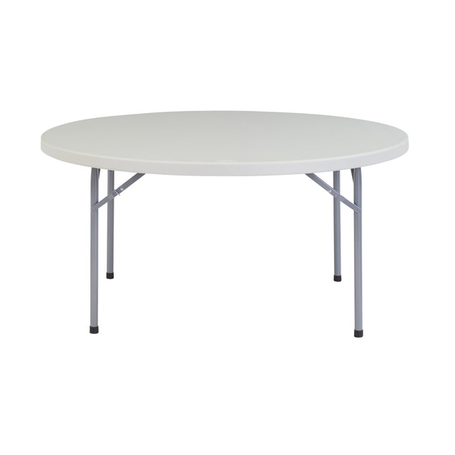 OKLAHOMA SOUND CORPORATION BT-60R National Public Seating Blow-Molded Folding Table, Round, 60inW x 60inD, Light Gray/Gray